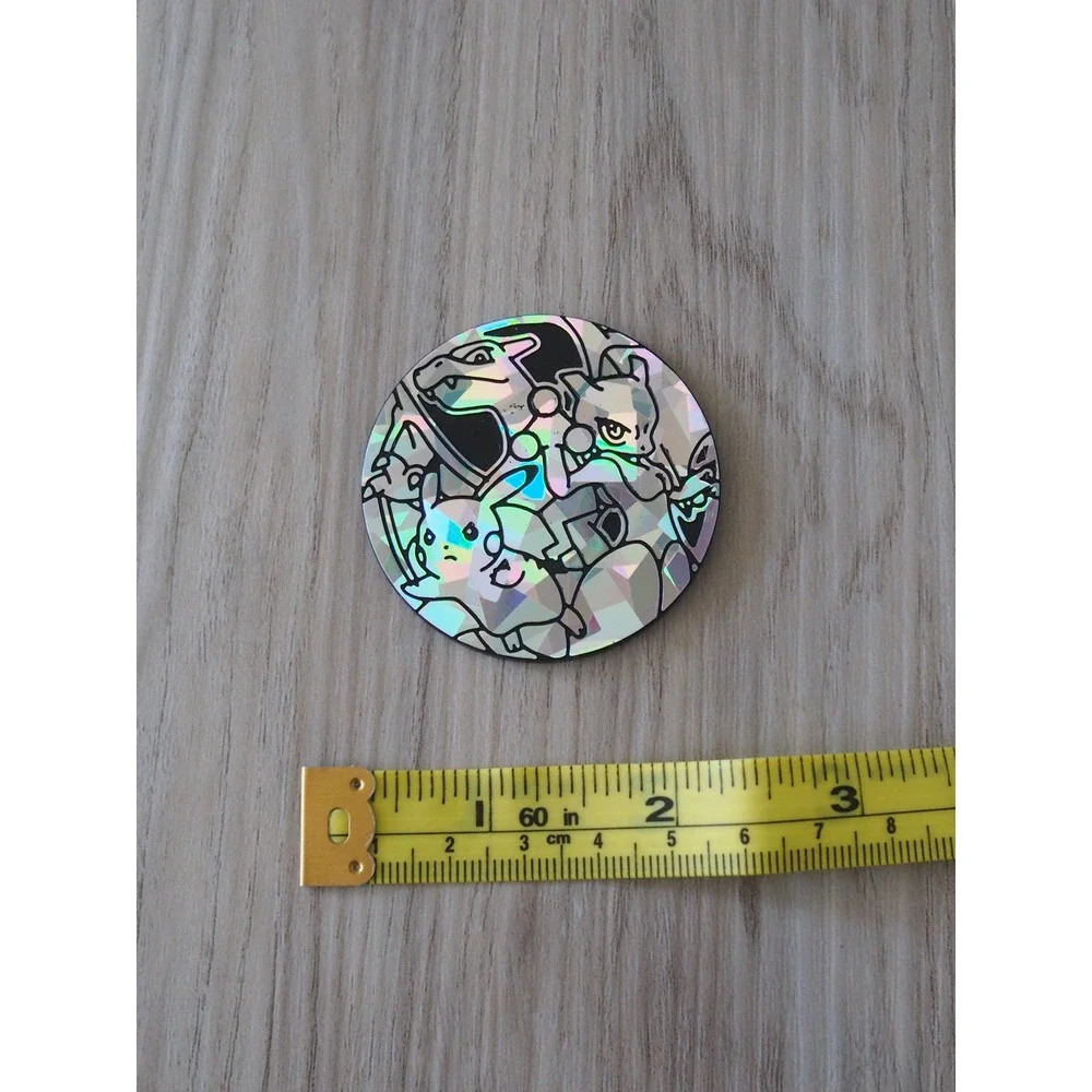 Pokemon Pikachu Mewtwo Charizard Silver Holographic TCG Coin Kids OS Good Shiny